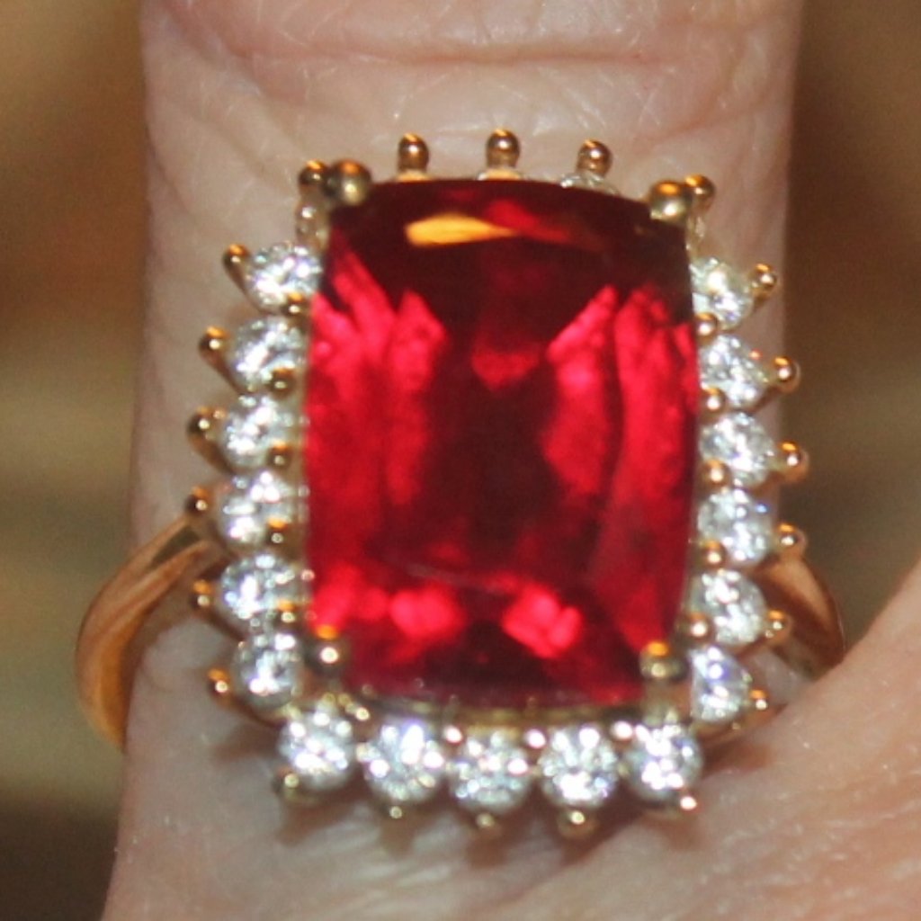 12 Ct Padparadscha Sapphire 4 Ct Moissanite Diamond 14k Over 925 Ring See Video 189$